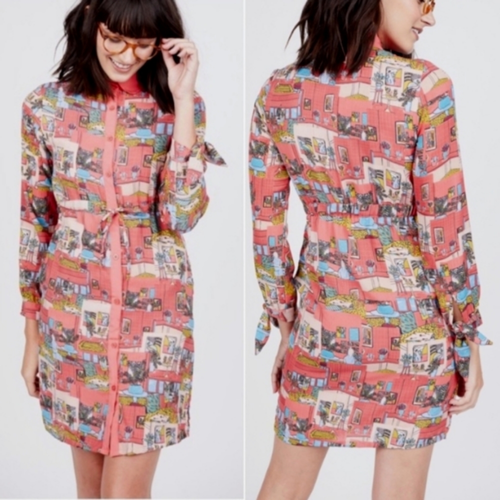 Yumi Kim Novelty Print Button Down Dress
